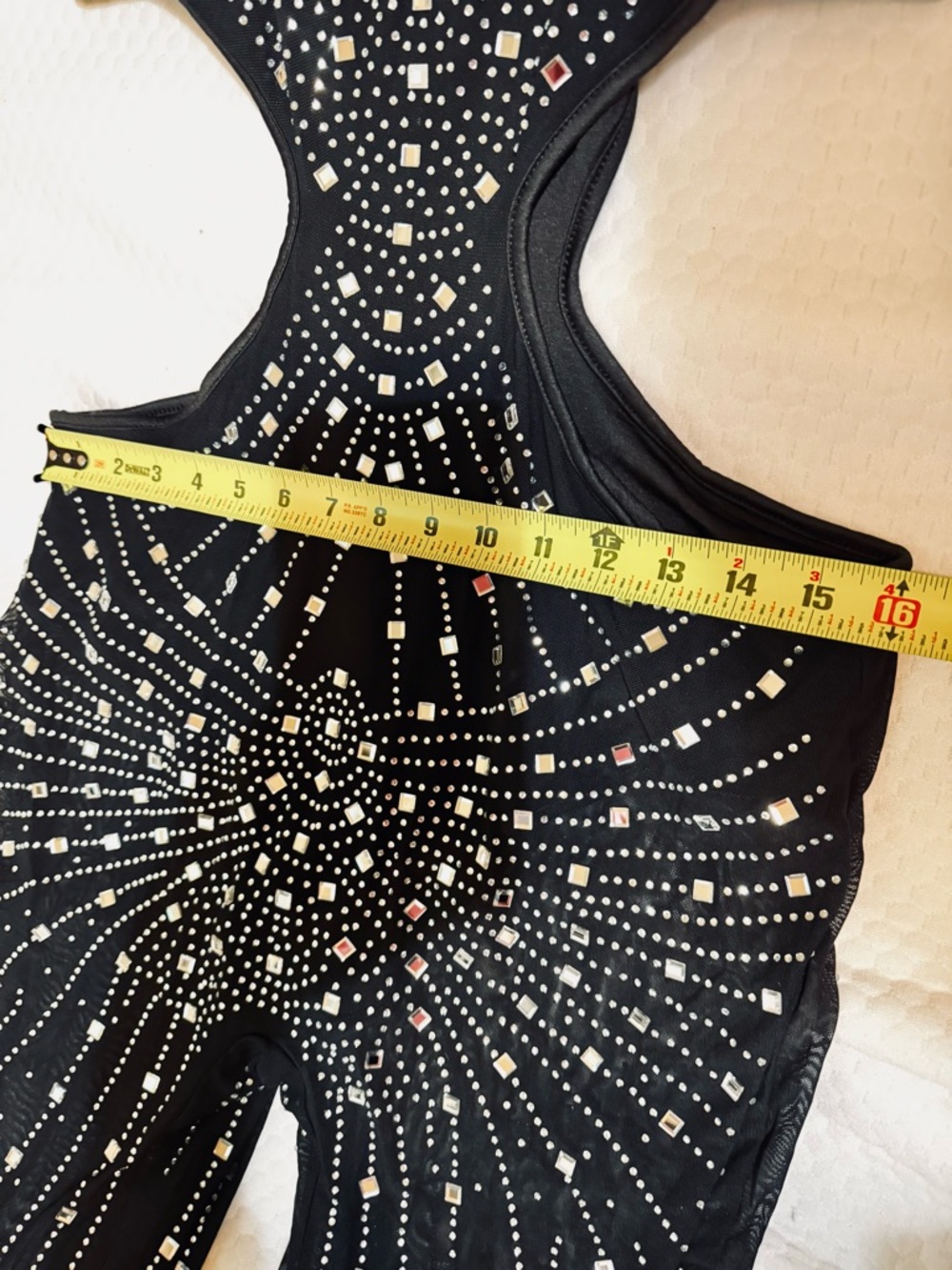 Black Rhinestone Cutout Jumpsuit XXL Glam Sparkle Bodycon One Piece - Picture 5 of 10